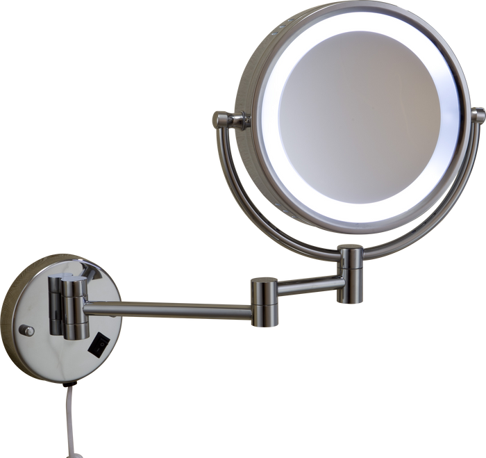 SS WALL MOUNTED SHAVING MIRROR WITH LED LIGHT